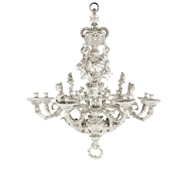 Givenchy Royal Hanover German Silver Eight-Light Chandelier - most expensive chandelier