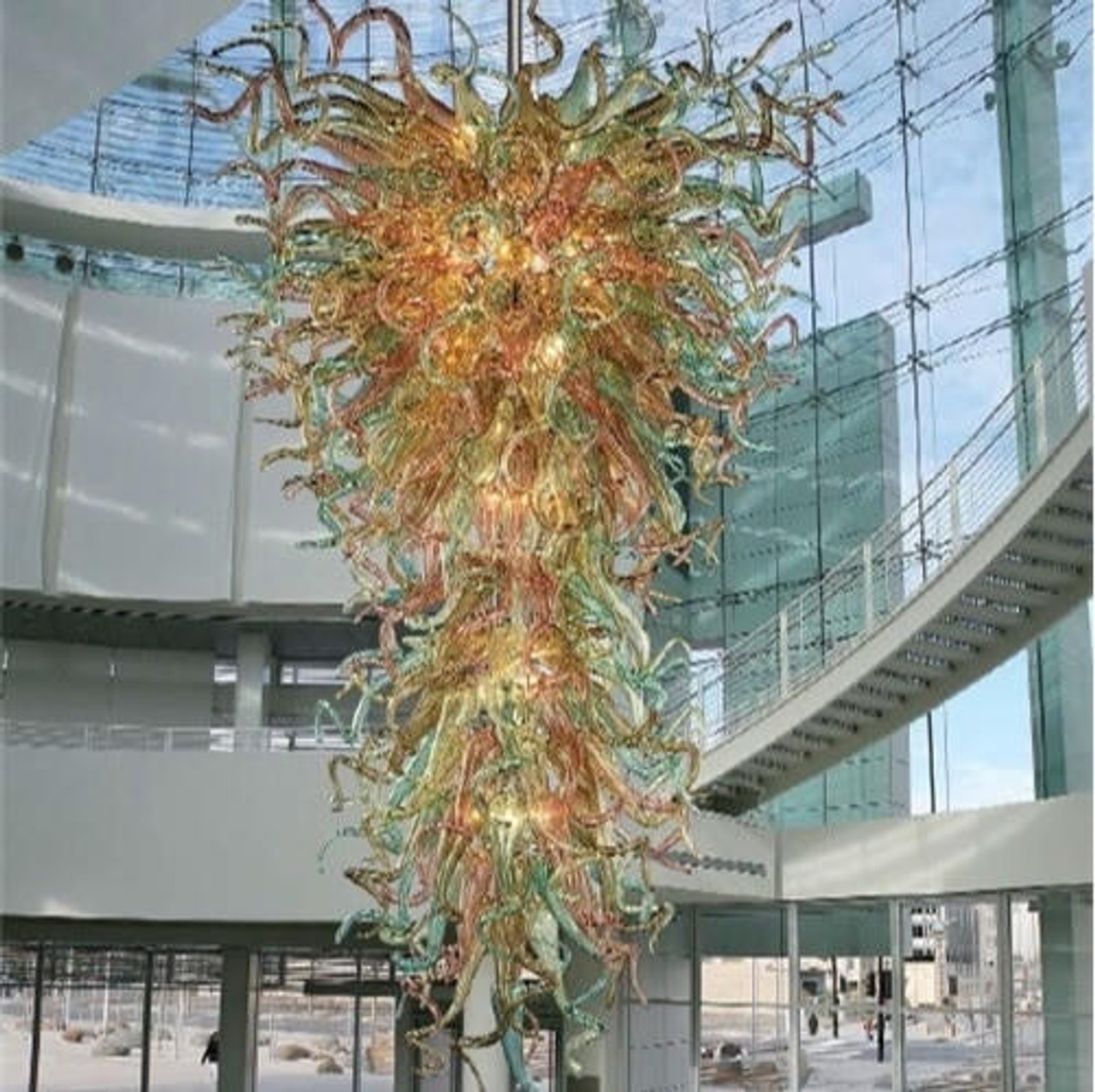 large blown glass chandelier