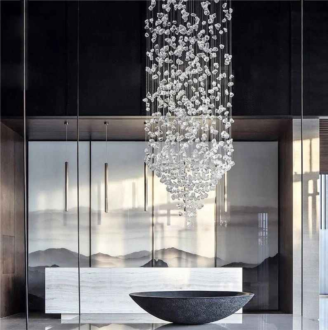 modern chandelier with crystals