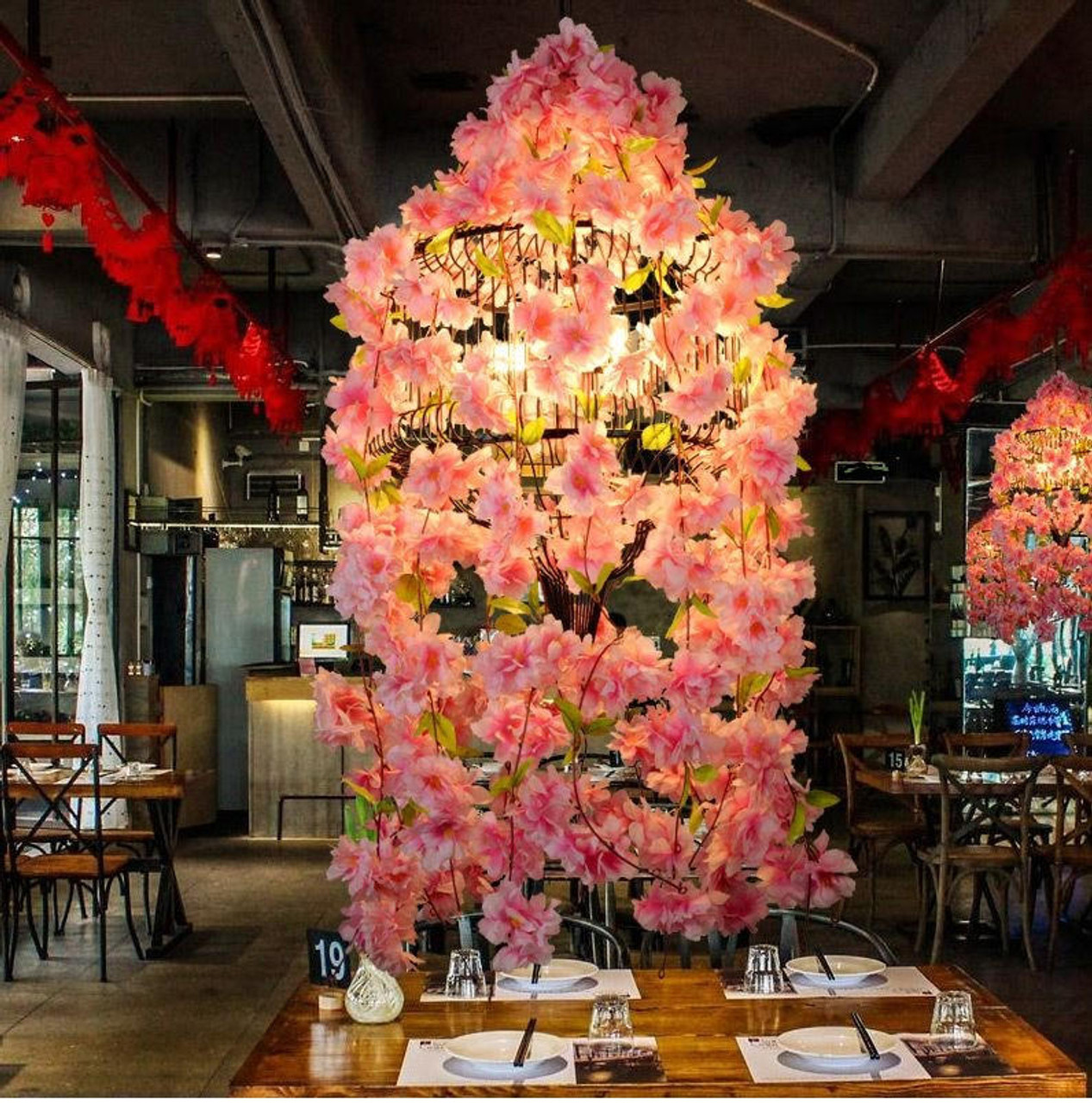 pink flower chandelier