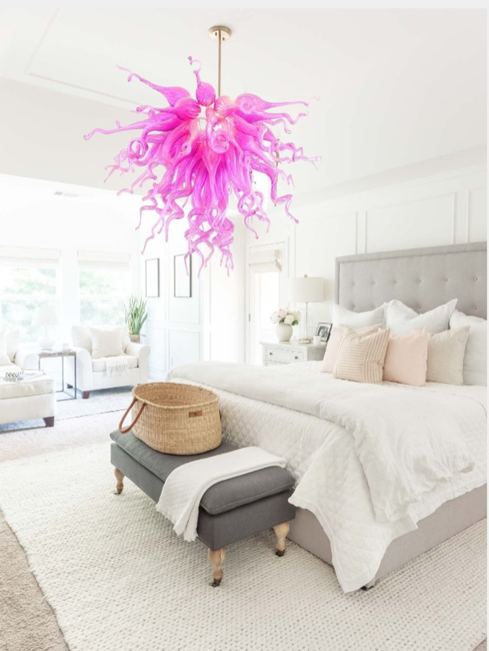 pink glass chandelier